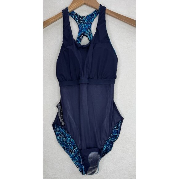 TYR 1-Piece Swimsuit Womens Blue Racerback Removable Cups Control Fit NWT Size S - Picture 7 of 8